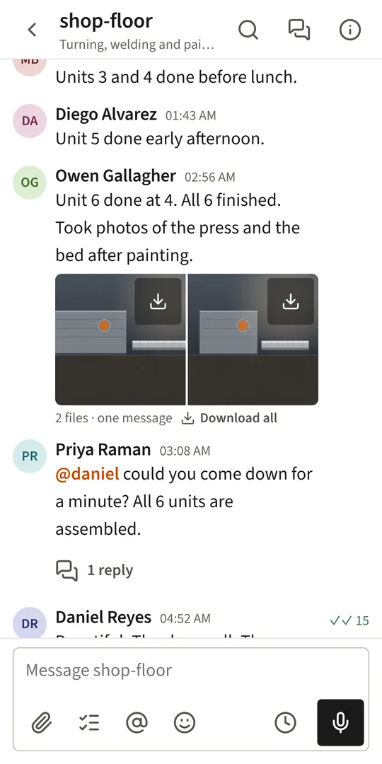 A room with photos and replies